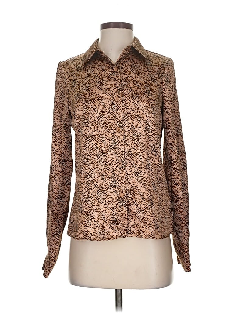 Pre-owned Sincerely Jules Long Sleeve Blouse In Brown