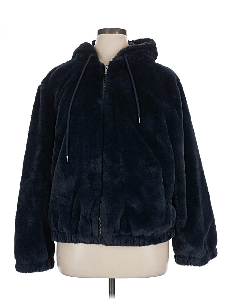 Pre-owned American Eagle Outfitters Faux Fur Jacket In Blue