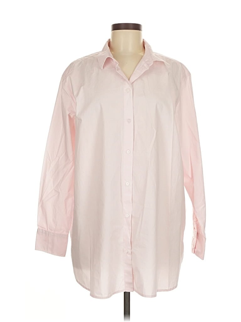 Pre-owned H&m Long Sleeve Button Down Shirt In Pink