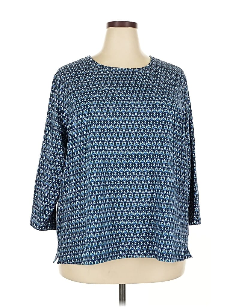 Pre-owned Appleseeds 3/4 Sleeve Blouse In Blue