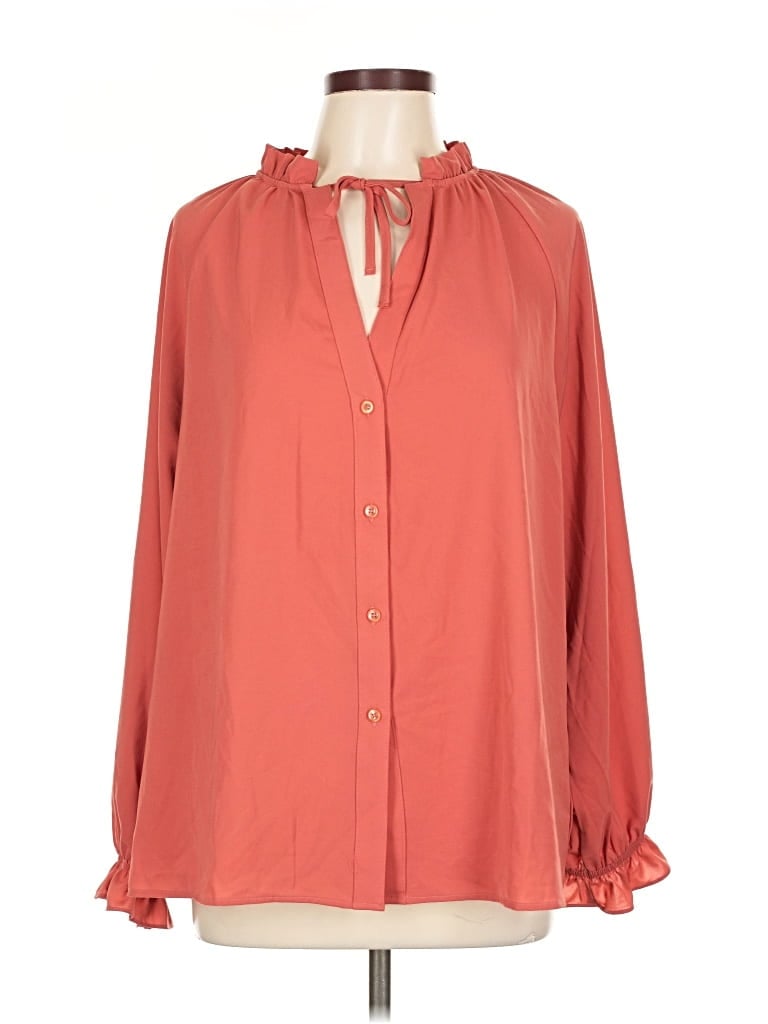 Pre-owned A New Day Long Sleeve Blouse In Orange