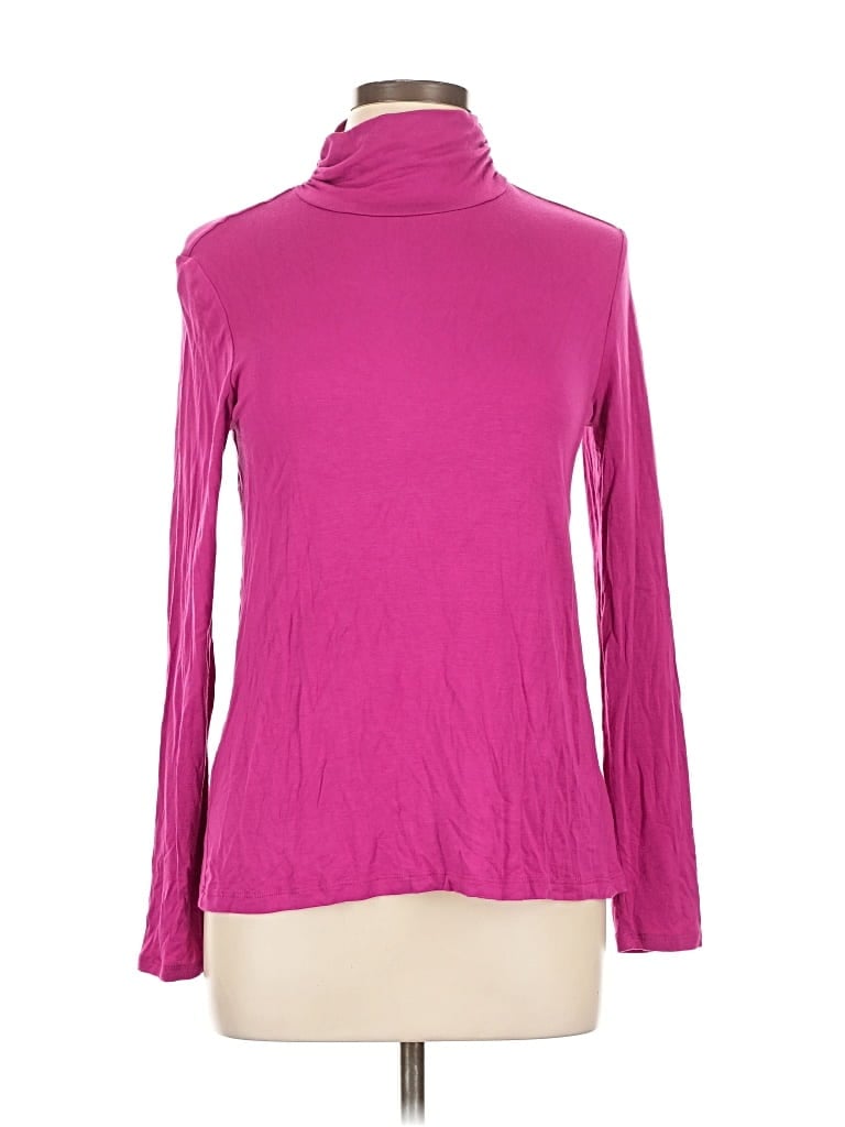 Pre-owned Leo & Nicole Long Sleeve Top Pink Turtleneck Tops