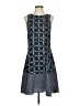 Ann Taylor LOFT 100% Polyester Graphic Teal Cocktail Dress Size 4 - photo 1
