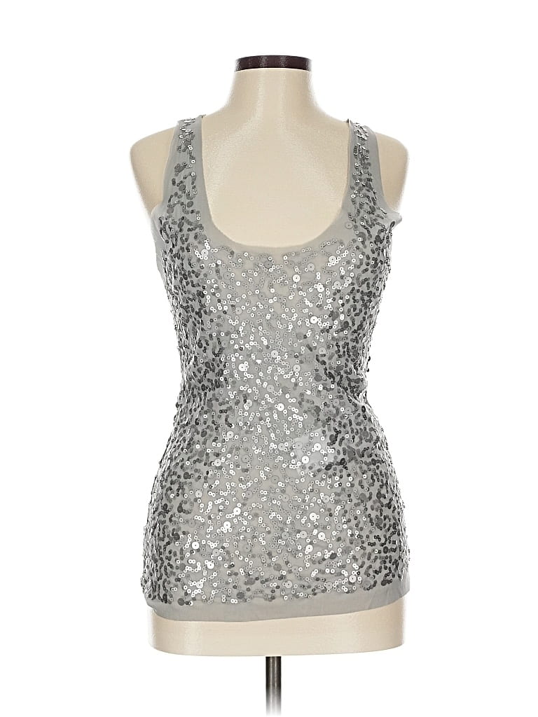 Pre-owned Max Studio Sleeveless Top Silver Halter Neckline Tops