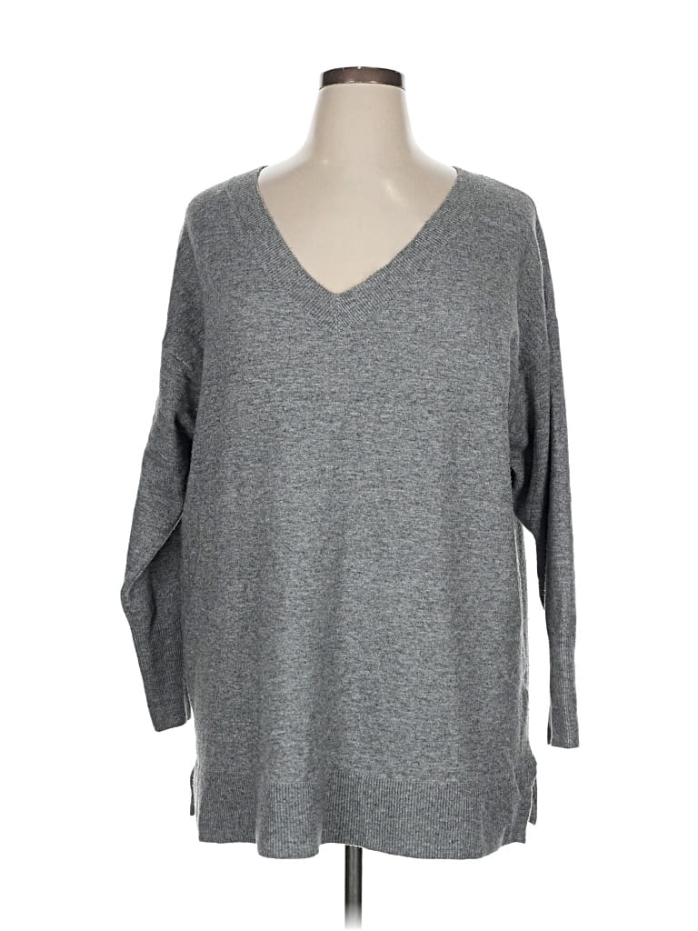 Pre-owned Ava & Viv Pullover Sweater In Gray