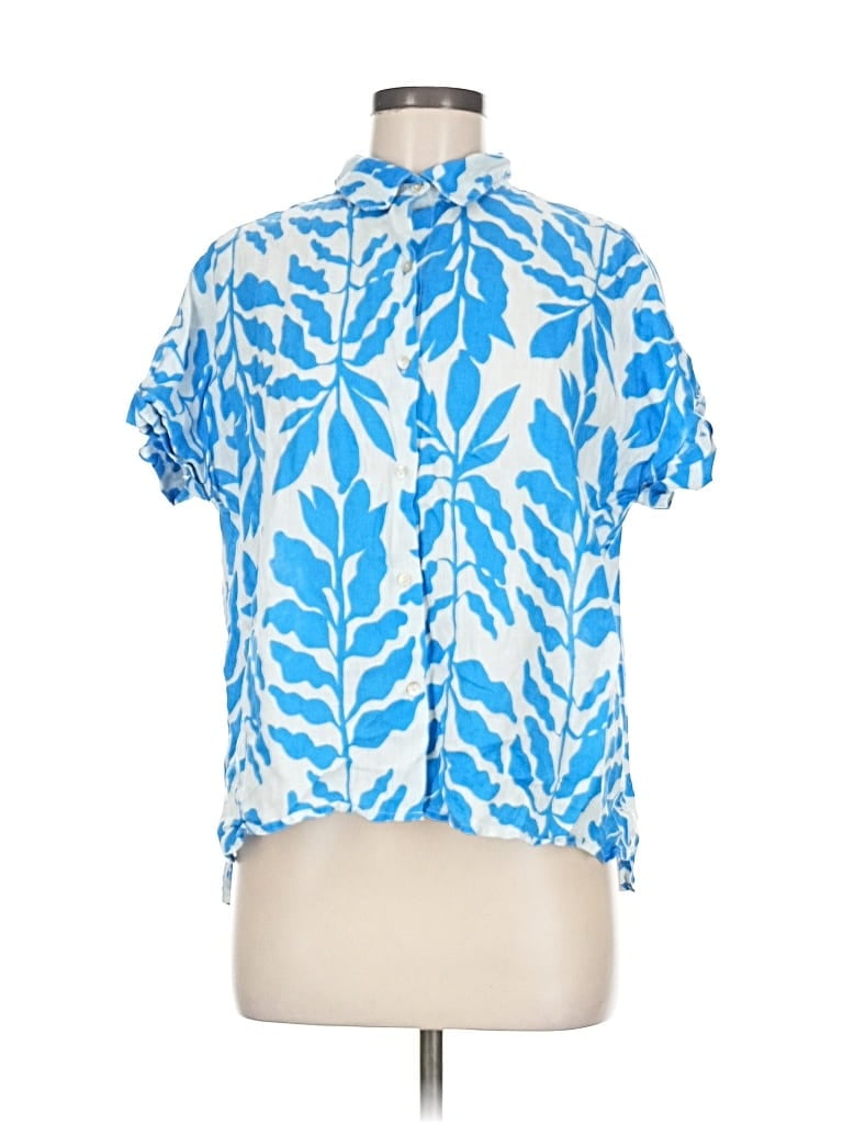 Pre-owned Rachel Zoe Tjx Short Sleeve Blouse In Blue