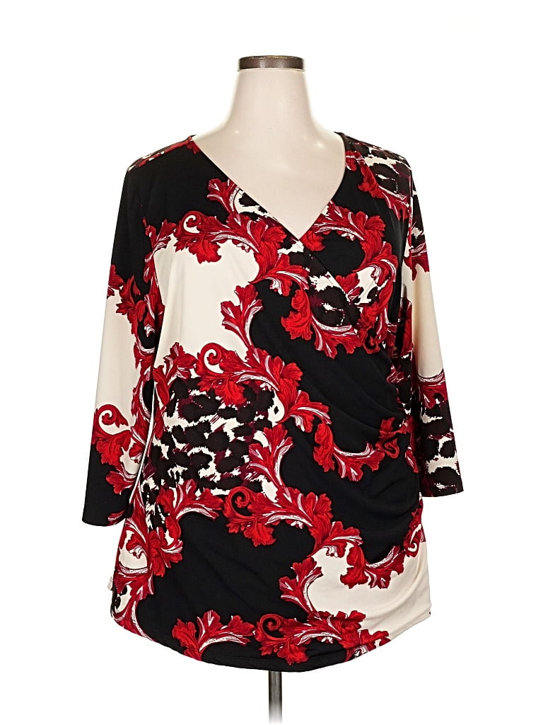 Pre-owned Avenue 3/4 Sleeve Blouse In Red