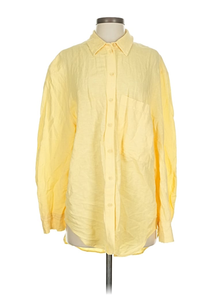 Pre-owned Primark Long Sleeve Button Down Shirt In Yellow