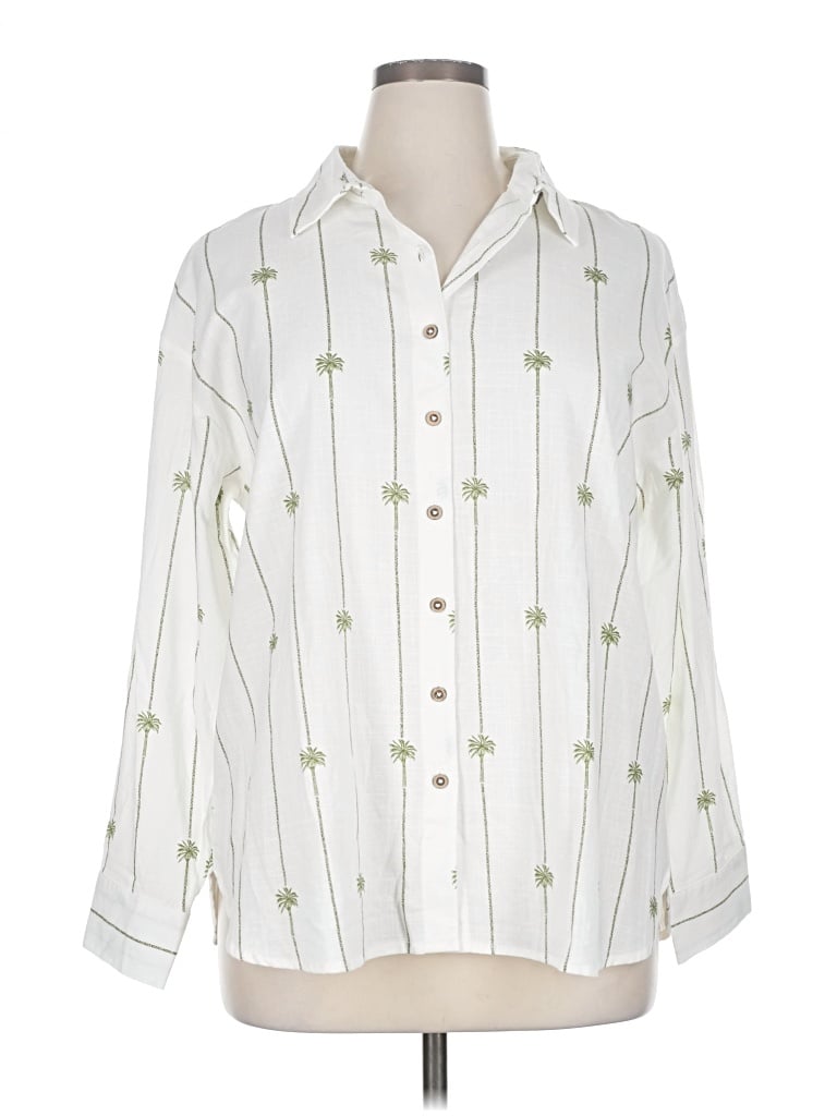 Pre-owned Blue Island Long Sleeve Blouse In White