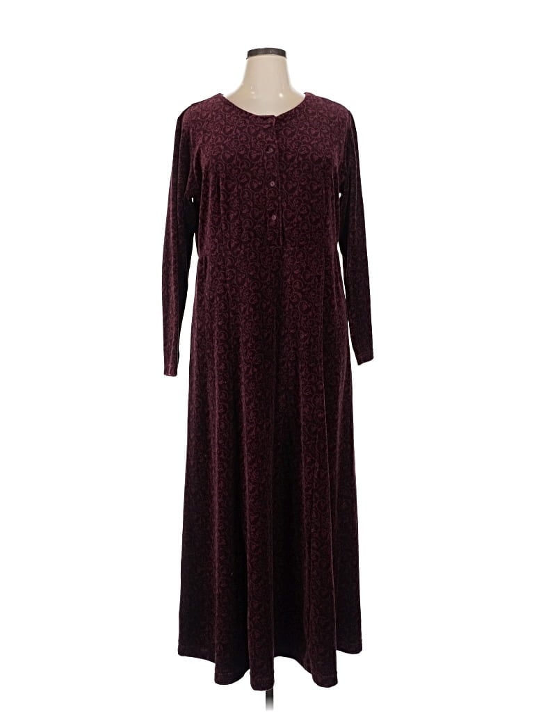 Pre-owned Eddie Bauer Casual Dress In Burgundy