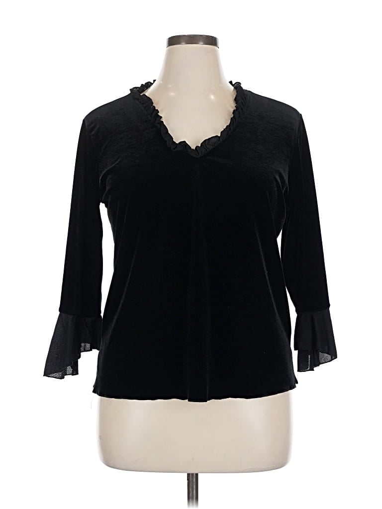 Pre-owned Impressions 3/4 Sleeve Blouse In Black