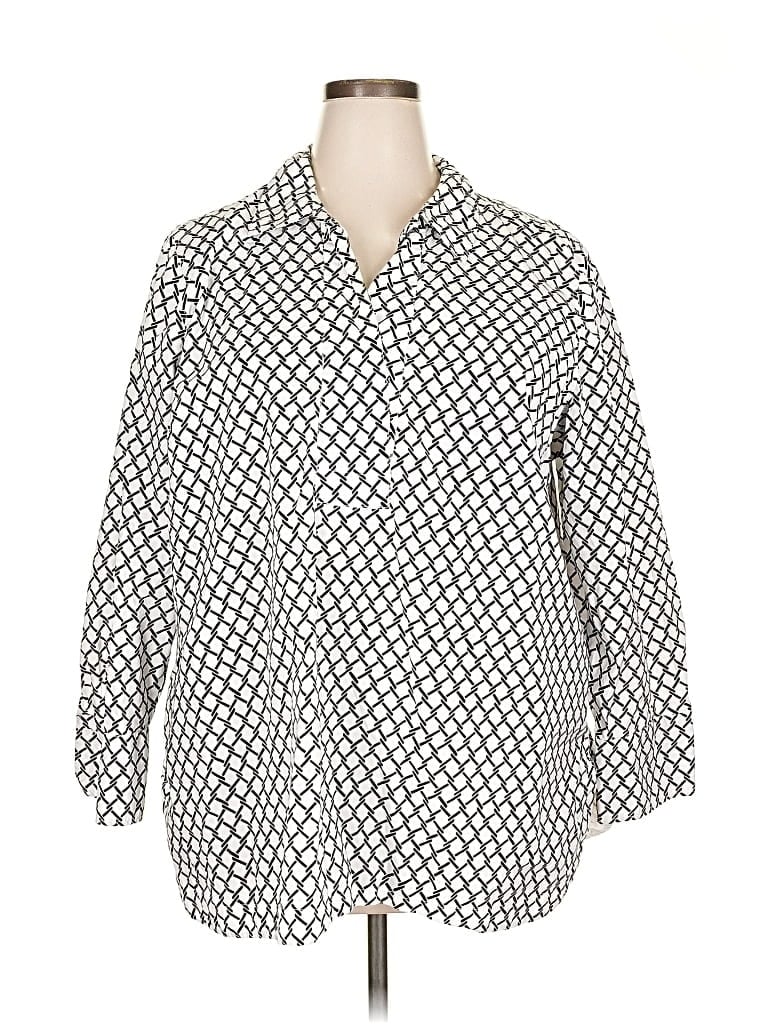 Pre-owned Talbots 3/4 Sleeve Button Down Shirt In Silver