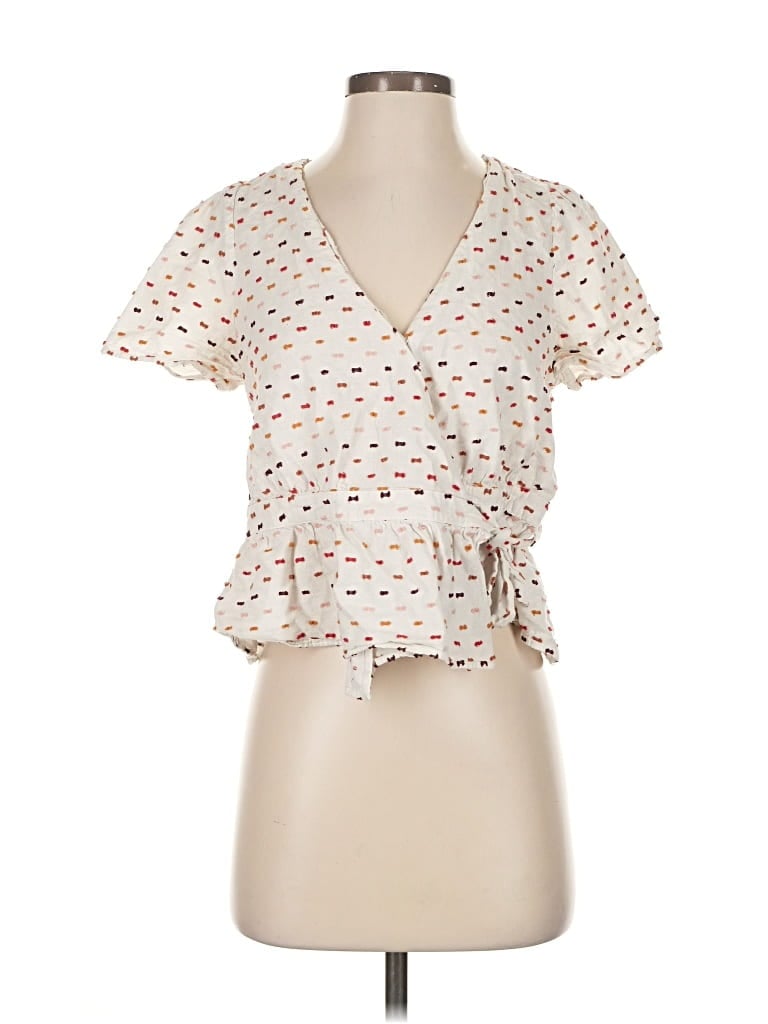 Pre-owned Madewell Short Sleeve Blouse In White