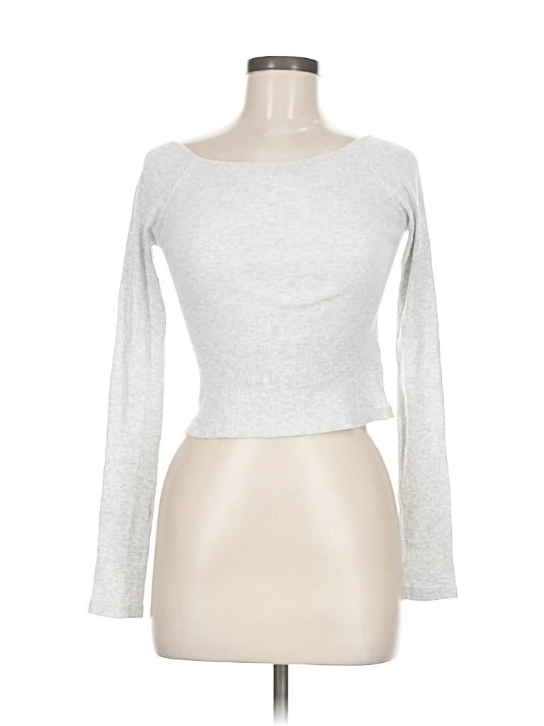 Pre-owned Brandy Melville Long Sleeve Top Silver Boatneck Tops