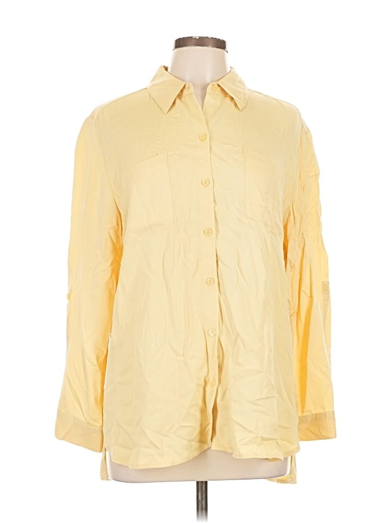 Pre-owned Chico's Long Sleeve Button Down Shirt In Yellow