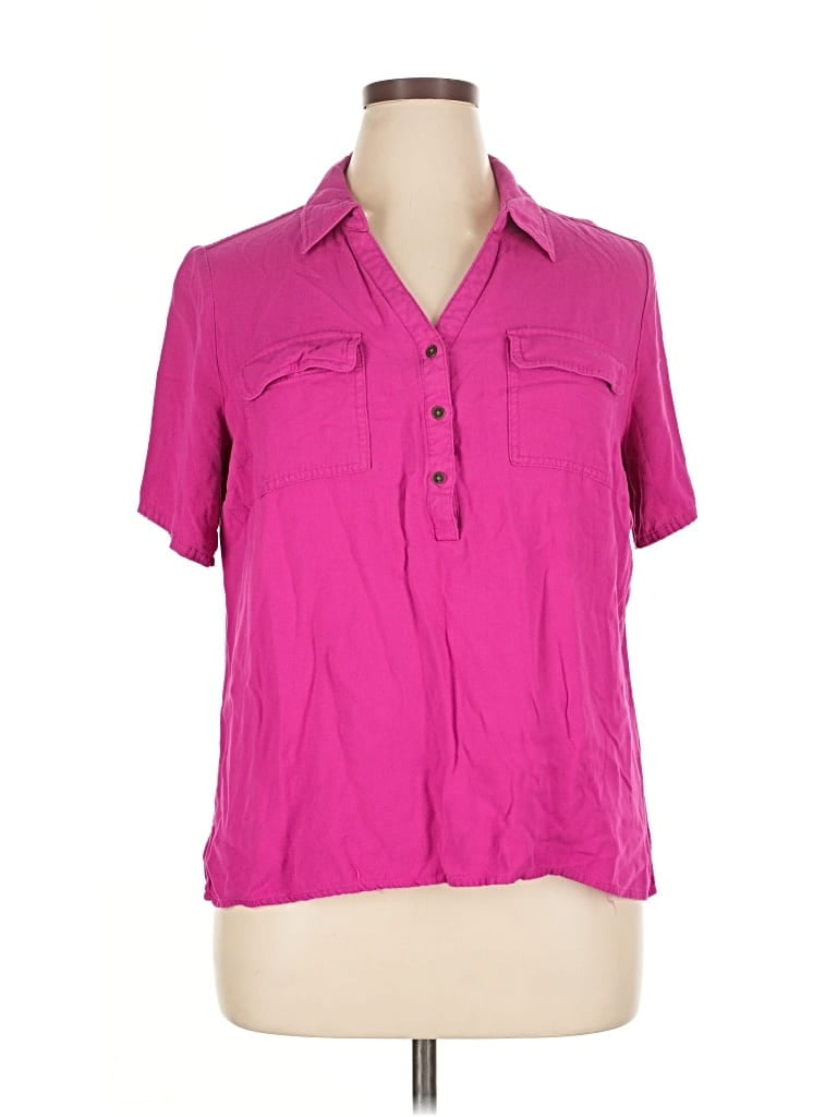 Pre-owned St. John's Bay Short Sleeve Blouse In Pink
