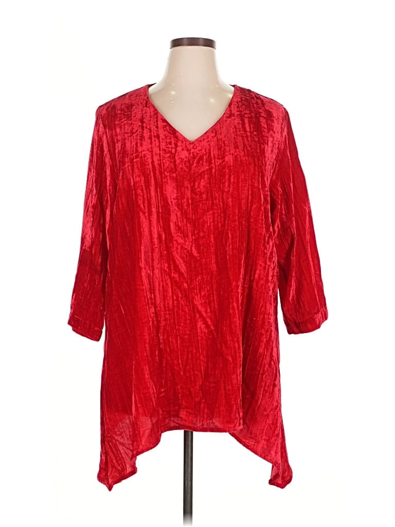 Pre-owned Caroline Rose 3/4 Sleeve Blouse In Red