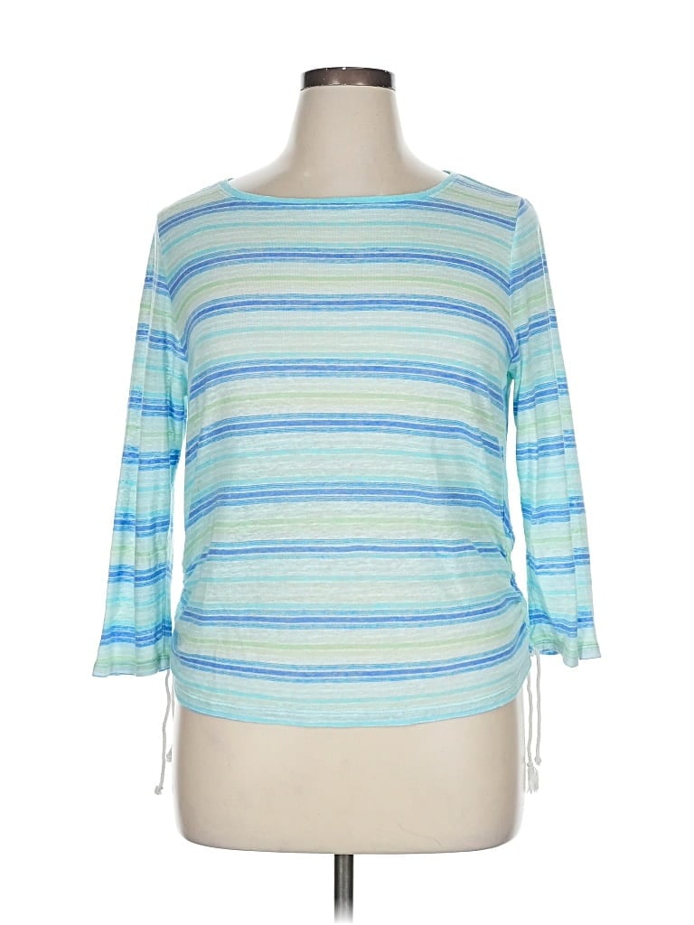 Pre-owned Talbots 3/4 Sleeve Top Blue Boatneck Tops