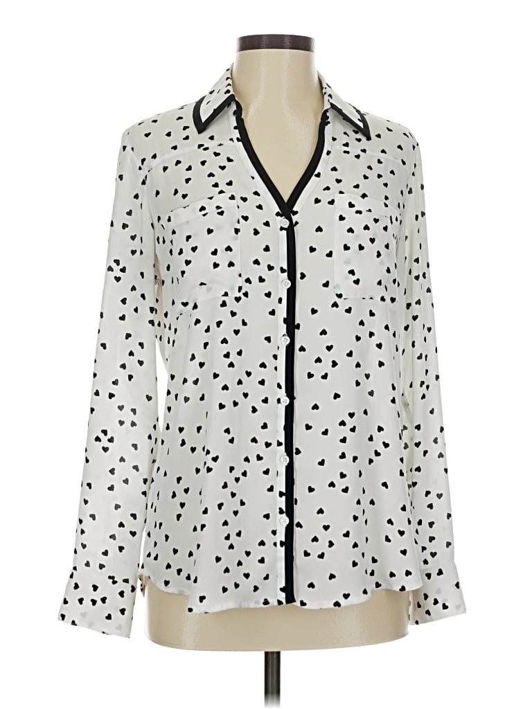 Pre-owned Express Long Sleeve Blouse In White