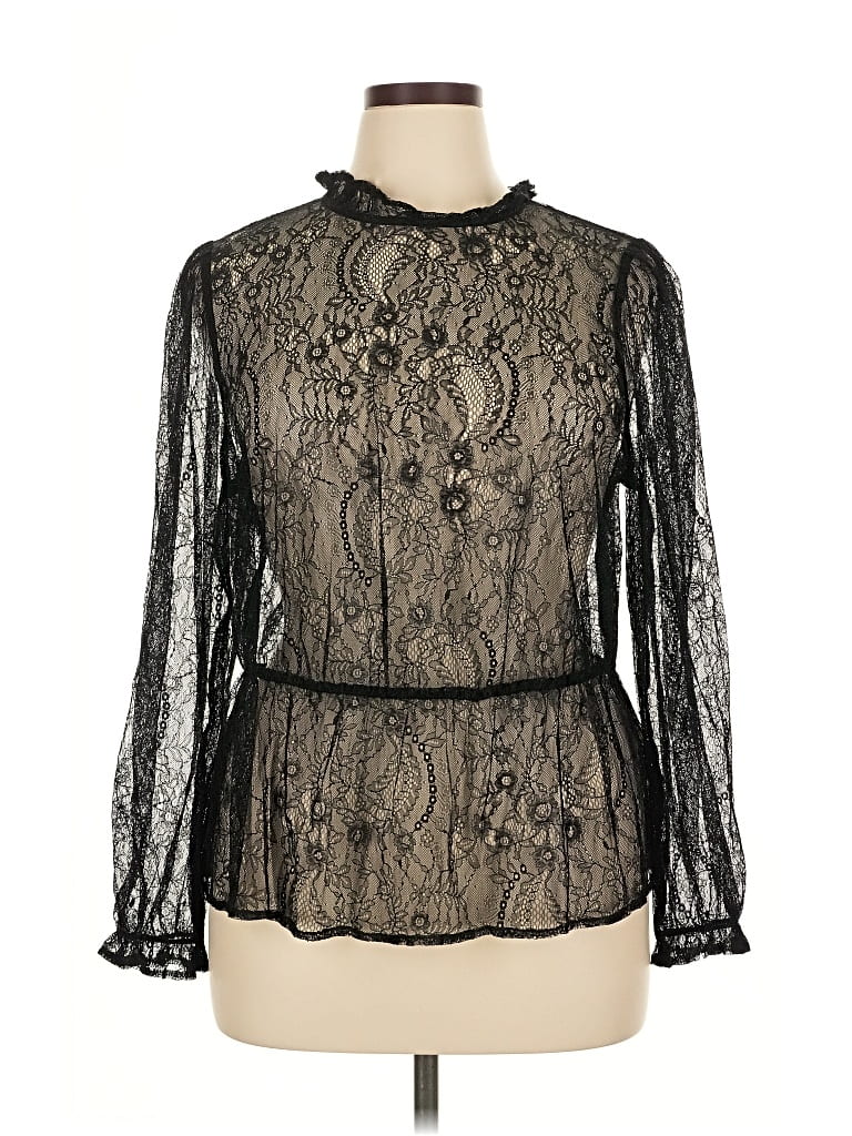 Pre-owned Banana Republic Factory Store Long Sleeve Blouse In Black