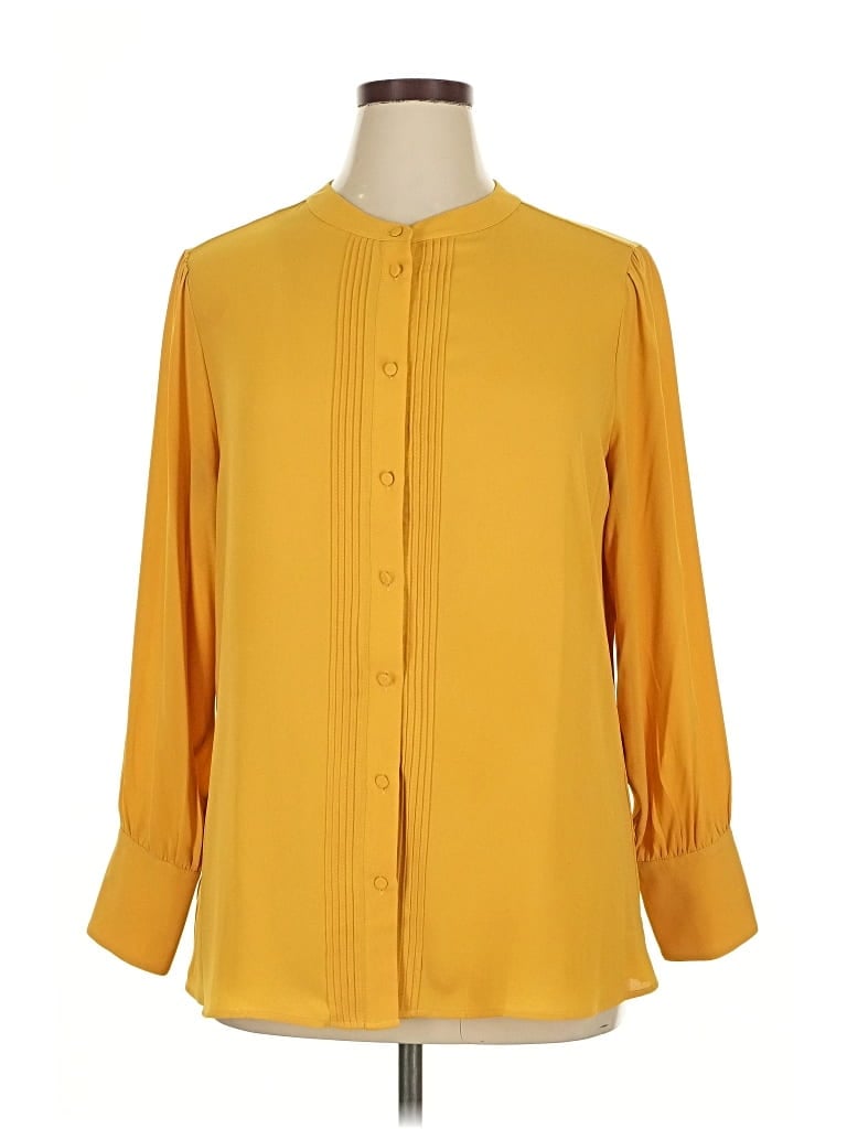Pre-owned Ann Taylor Long Sleeve Blouse In Yellow