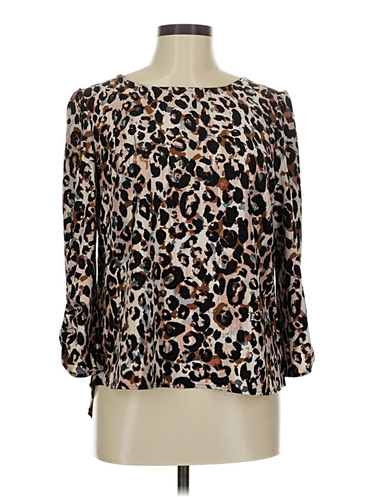 Pre-owned Sunny Leigh 3/4 Sleeve Blouse In Brown