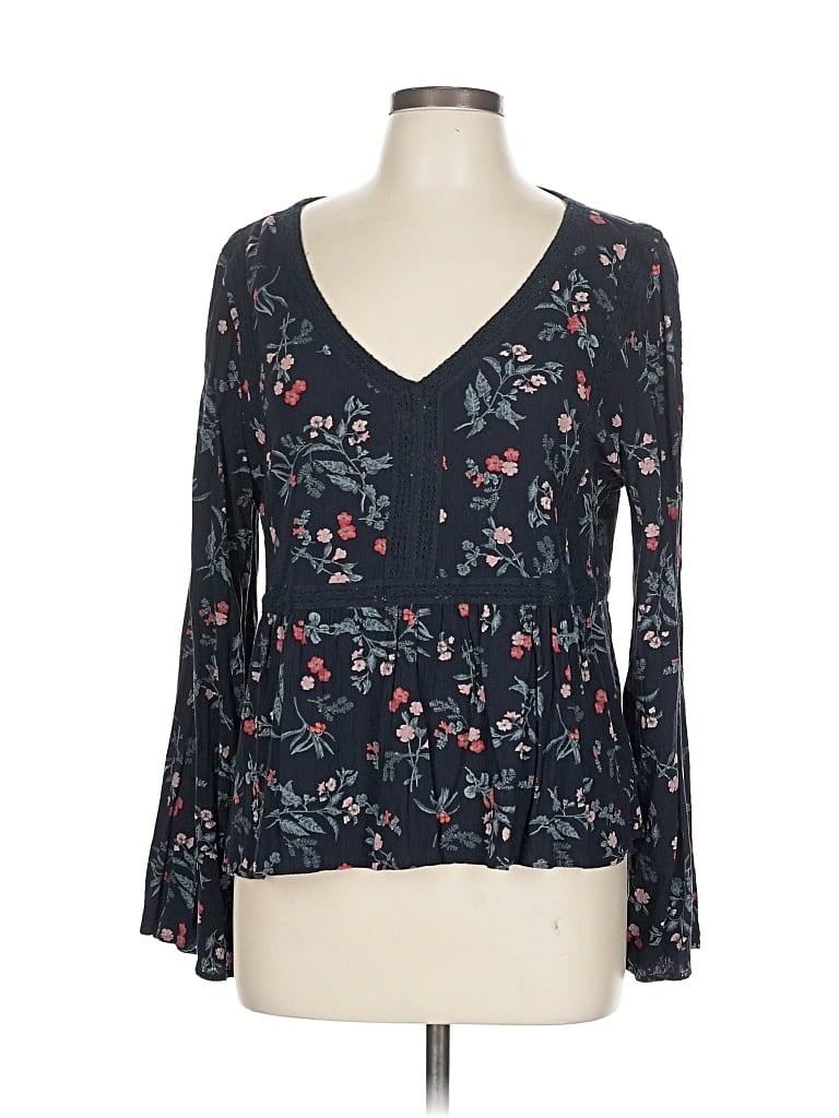 Pre-owned American Eagle Outfitters Long Sleeve Blouse In Black