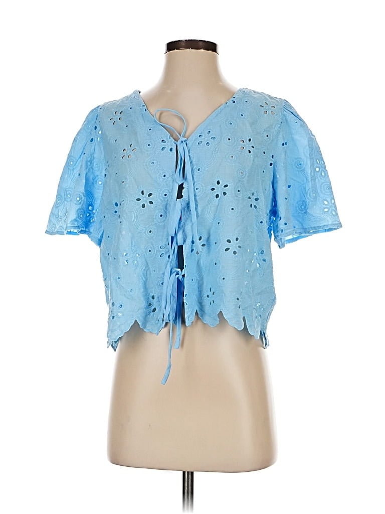 Pre-owned Trendy Queen Short Sleeve Blouse In Blue