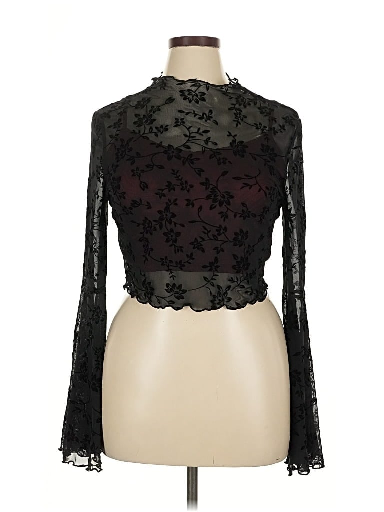 Pre-owned Unbranded Long Sleeve Blouse In Black