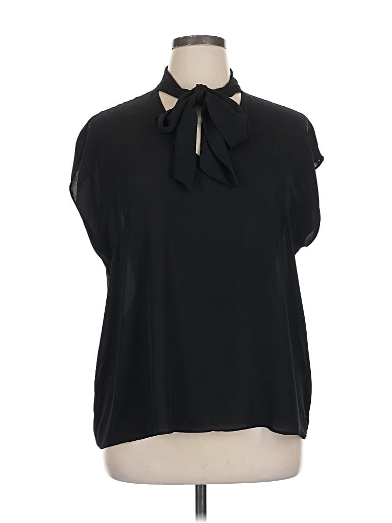 Pre-owned Alfani Short Sleeve Blouse In Black