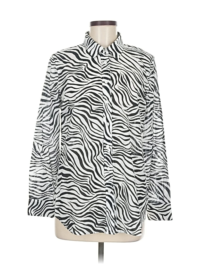 Pre-owned Talbots Long Sleeve Blouse In Silver