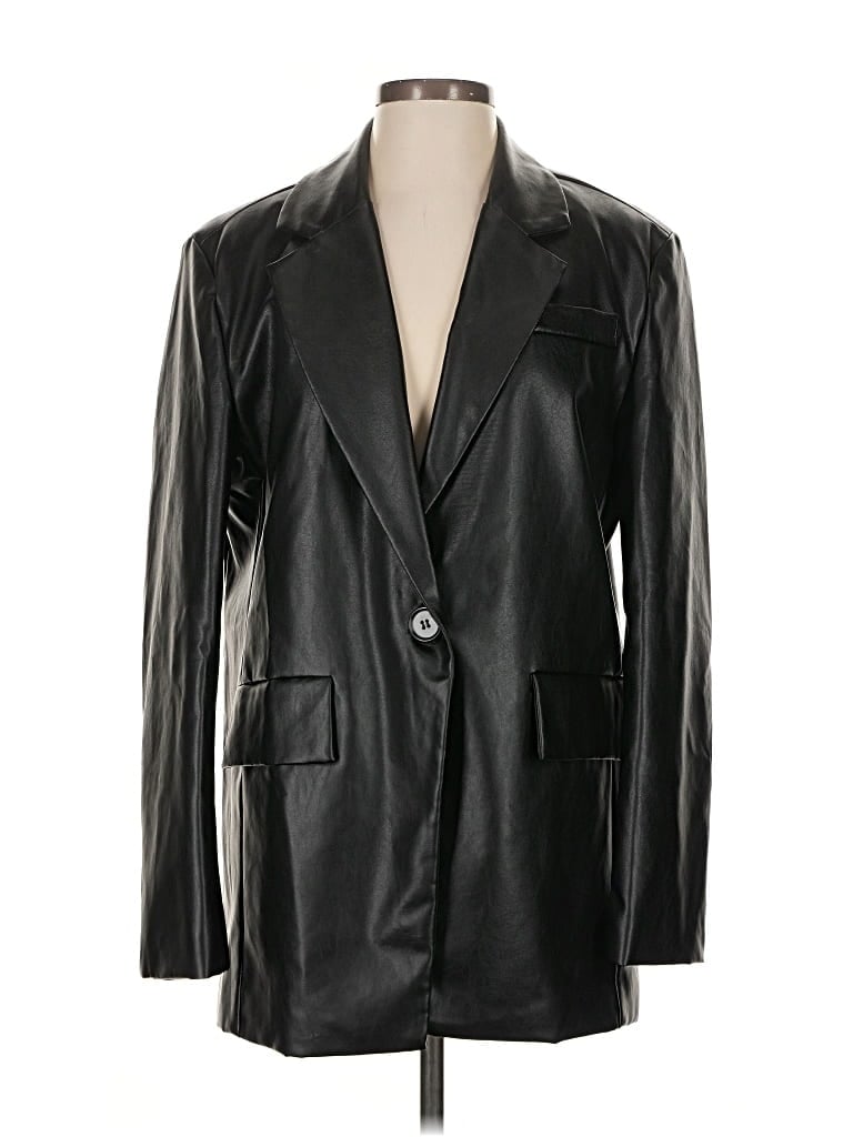 Pre-owned Princess Polly Faux Leather Jacket In Black