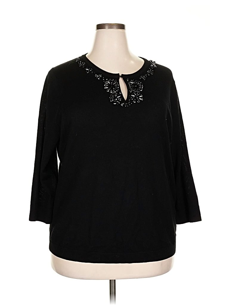 Pre-owned Talbots Wool Pullover Sweater In Black