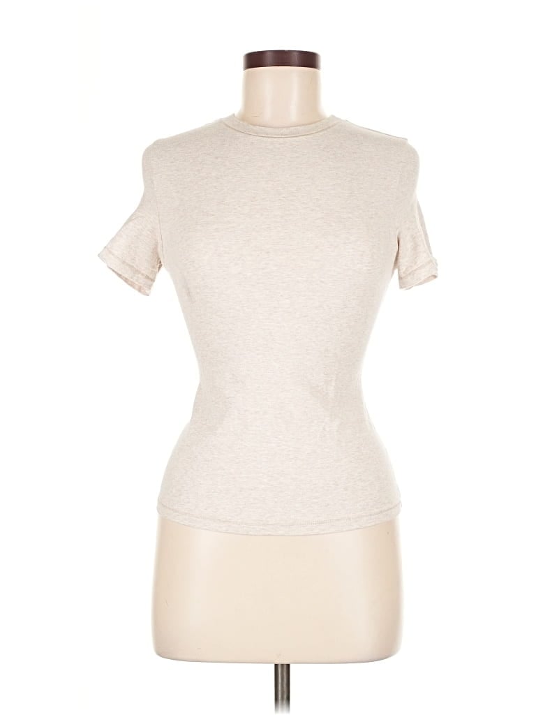 Pre-owned Skims Short Sleeve Turtleneck In White