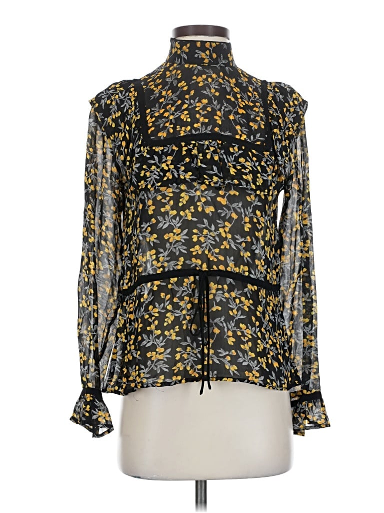 Pre-owned Ganni Long Sleeve Blouse In Black