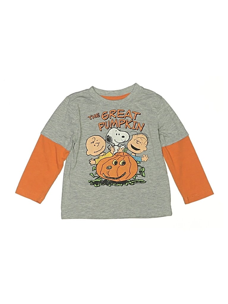 Pre-owned Peanuts Kids' Long Sleeve Top Gray Tops