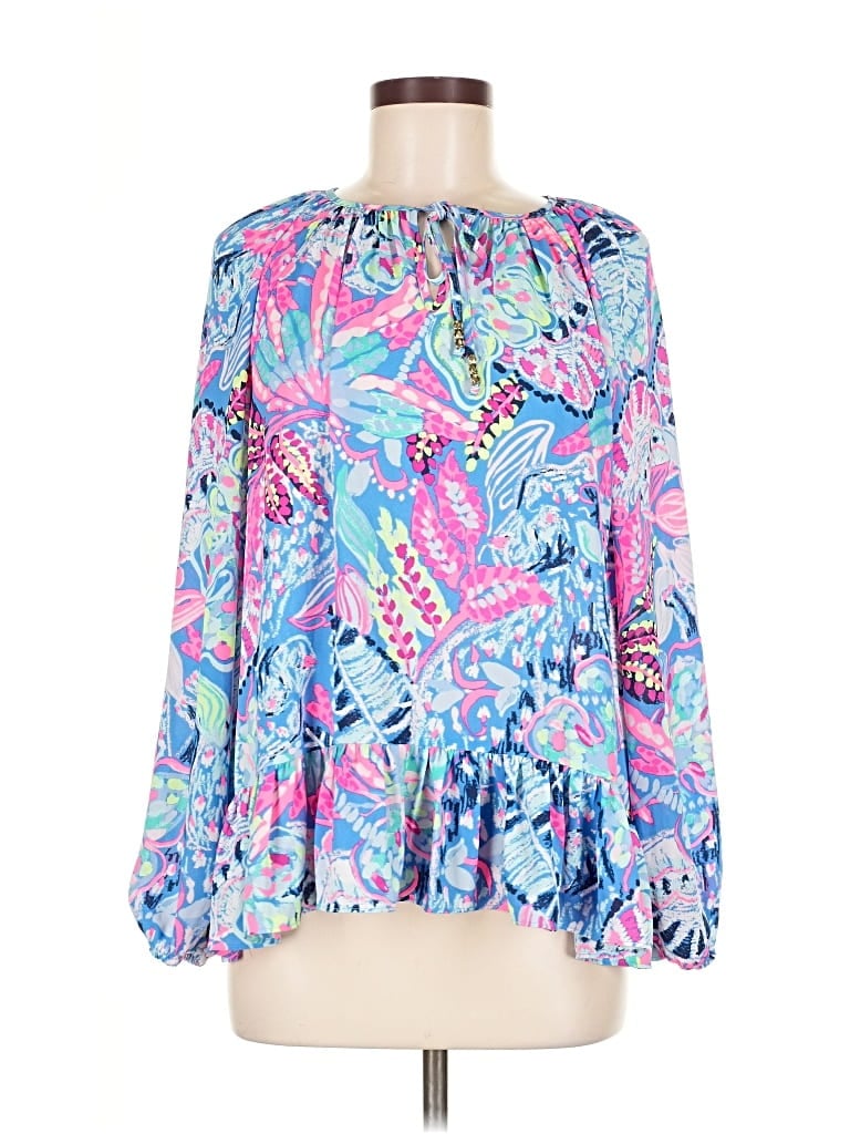 Pre-owned Lilly Pulitzer Long Sleeve Blouse In Blue