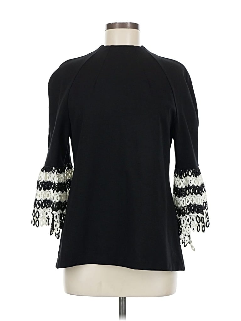 Pearl By Lela Rose 3/4 Sleeve Top Black Mock Neckline Tops