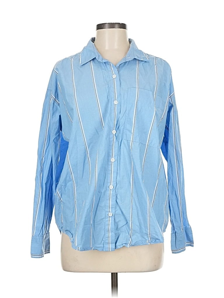 Pre-owned American Eagle Outfitters Long Sleeve Button Down Shirt In Blue