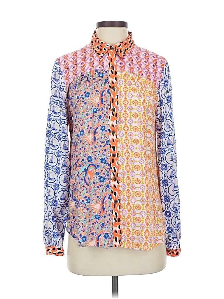 Pre-owned Maeve By Anthropologie Long Sleeve Blouse In Orange