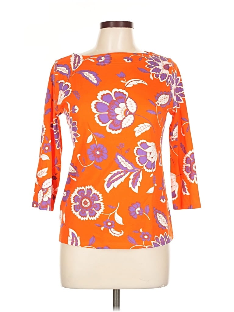 Pre-owned Ann Taylor 3/4 Sleeve Blouse In Orange