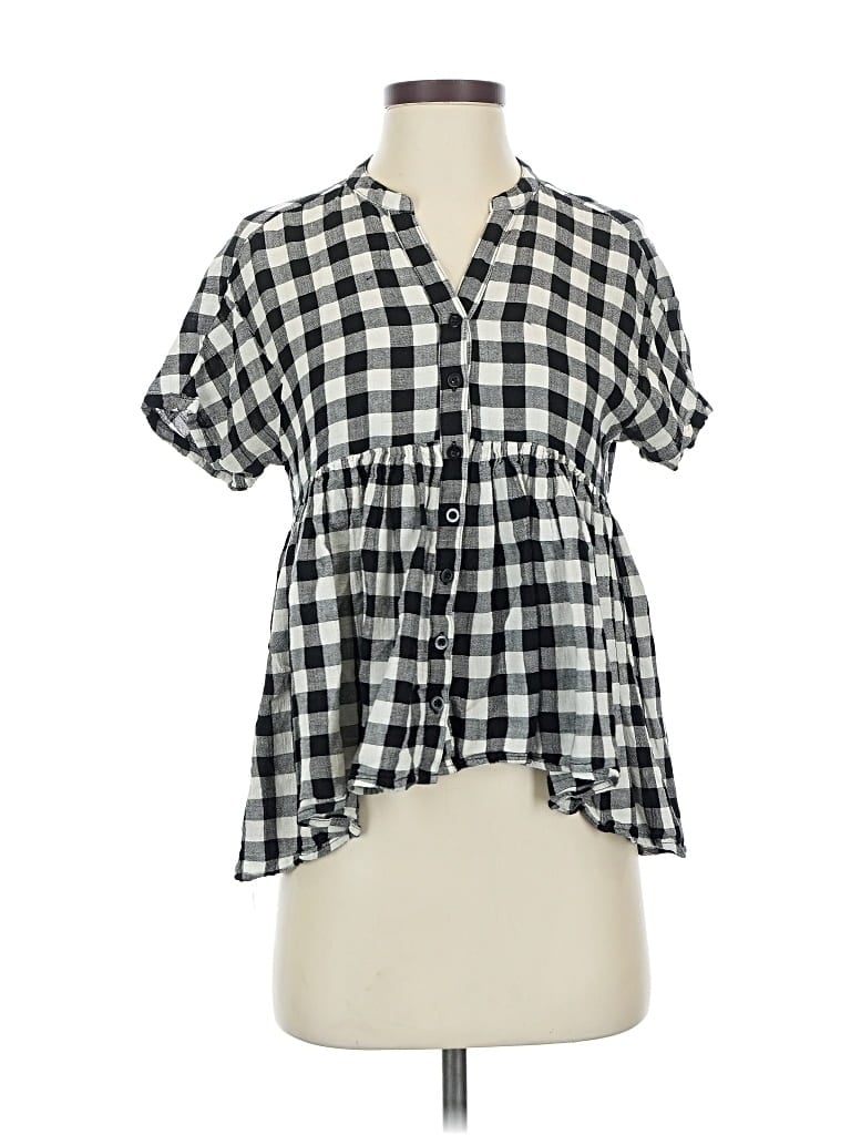 Pre-owned 11.1. Tylho Short Sleeve Blouse In Black