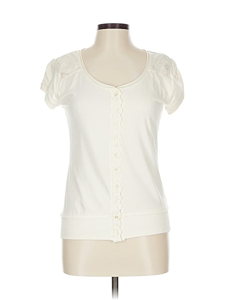 Pre-owned Dkny Jeans Short Sleeve Henley Shirt In White