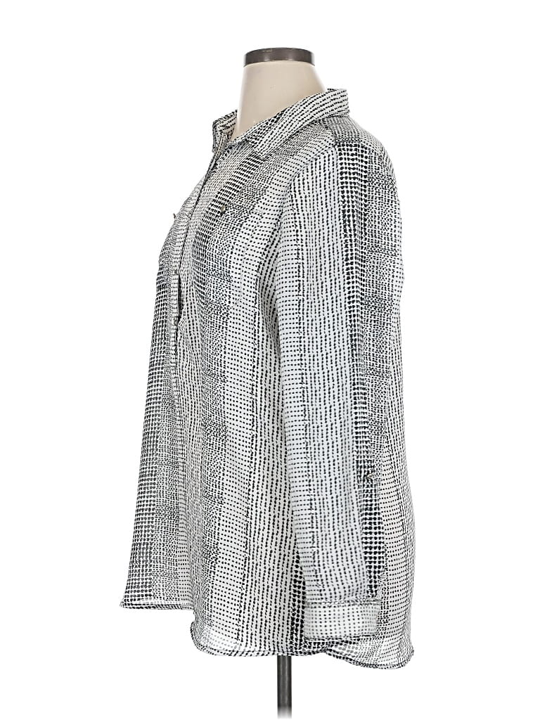 Pre-owned Liz Claiborne Long Sleeve Blouse In Silver