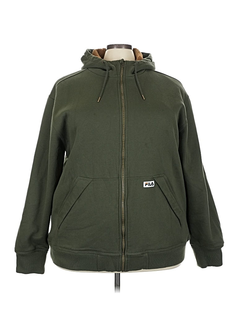 Pre-owned Fila Zip Up Hoodie In Green
