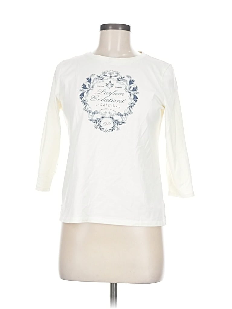 Pre-owned Talbots 3/4 Sleeve T-shirt In White