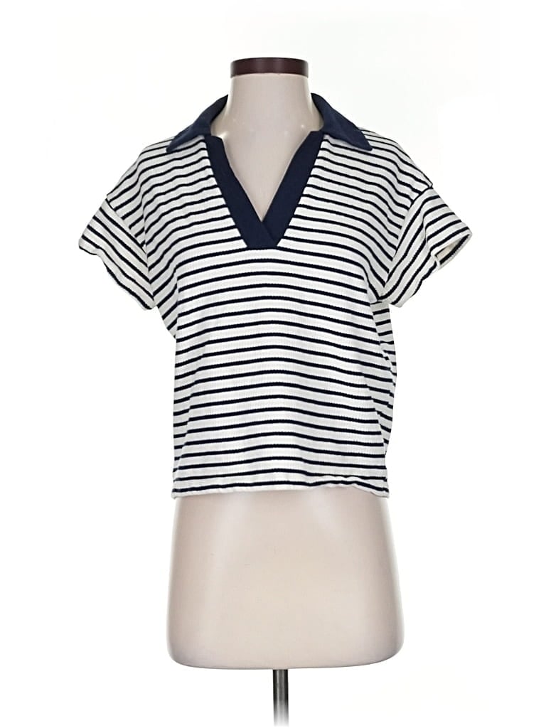 Pre-owned Maurices Short Sleeve Polo Shirt In White