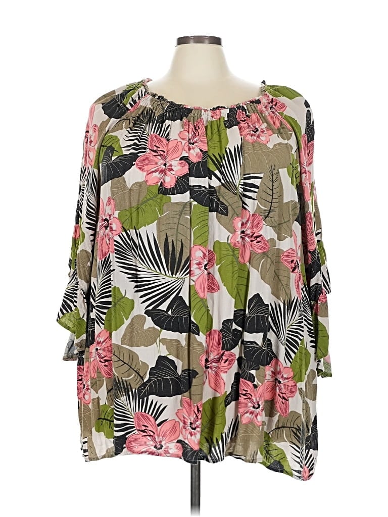 Pre-owned Catherines 3/4 Sleeve Blouse In Green