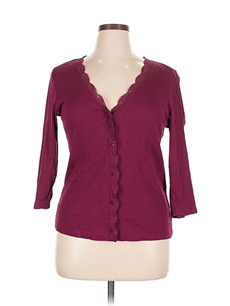 Pre-owned Talbots Cardigan Sweater In Burgundy