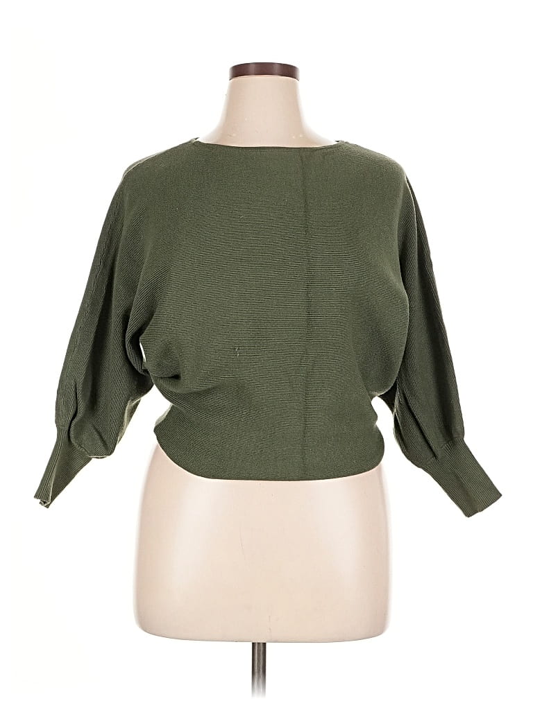 Pre-owned Bar Iii 3/4 Sleeve Top Green Boatneck Tops